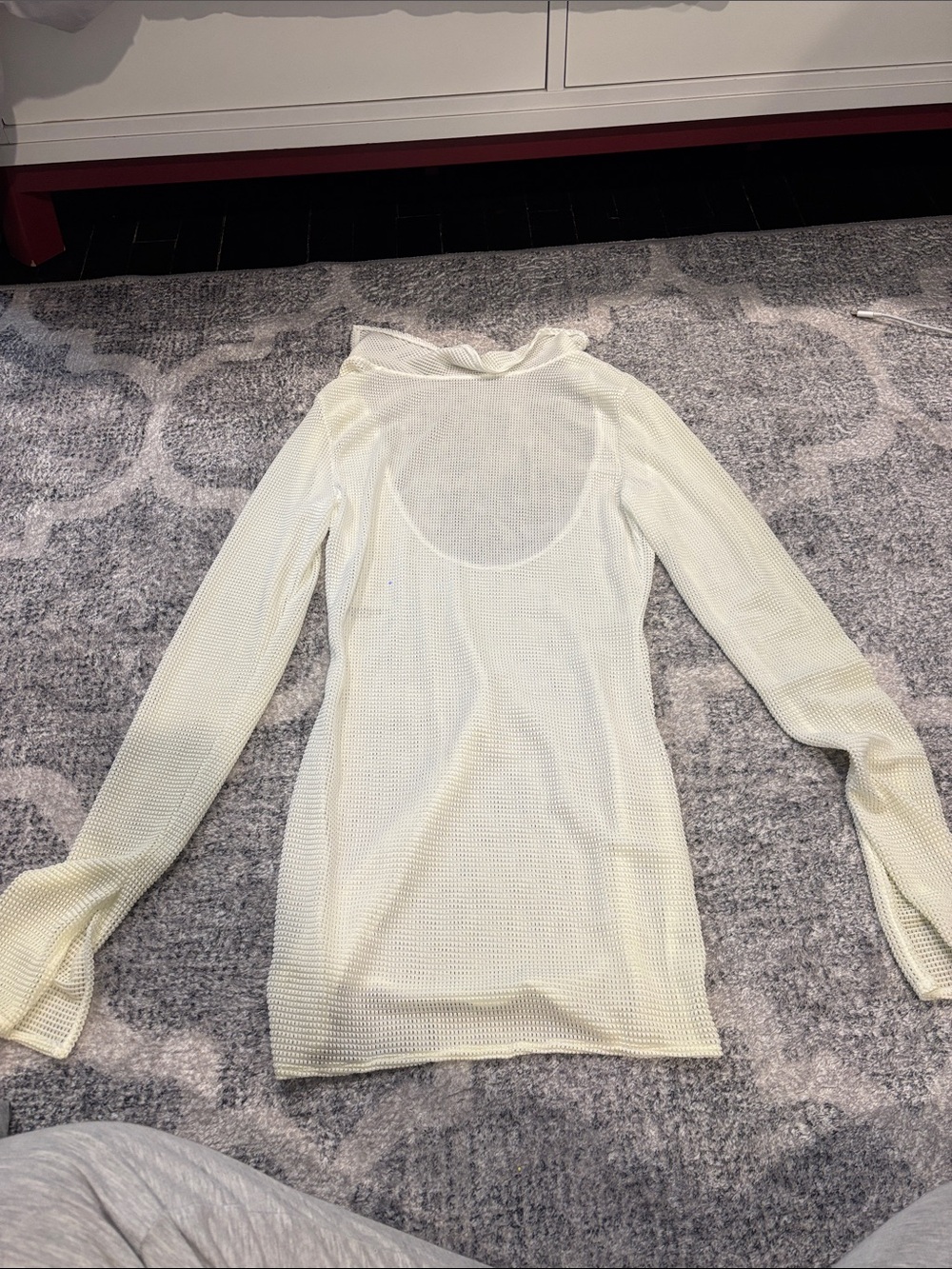 Sheer Long Sleeve Mesh Top in Pale Yellow